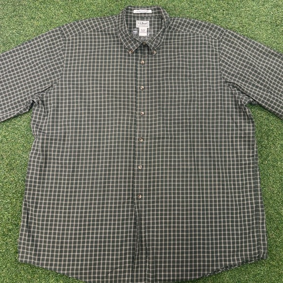 L.L. Bean Other - LL Bean Mens XXL Green Plaid Wrinkle Resistant Cotton Button Down Shirt NX47